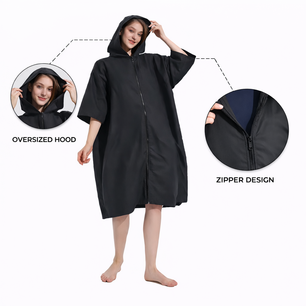 Hooded Beach Changing Poncho – Quick-Dry Sand-Free Towel